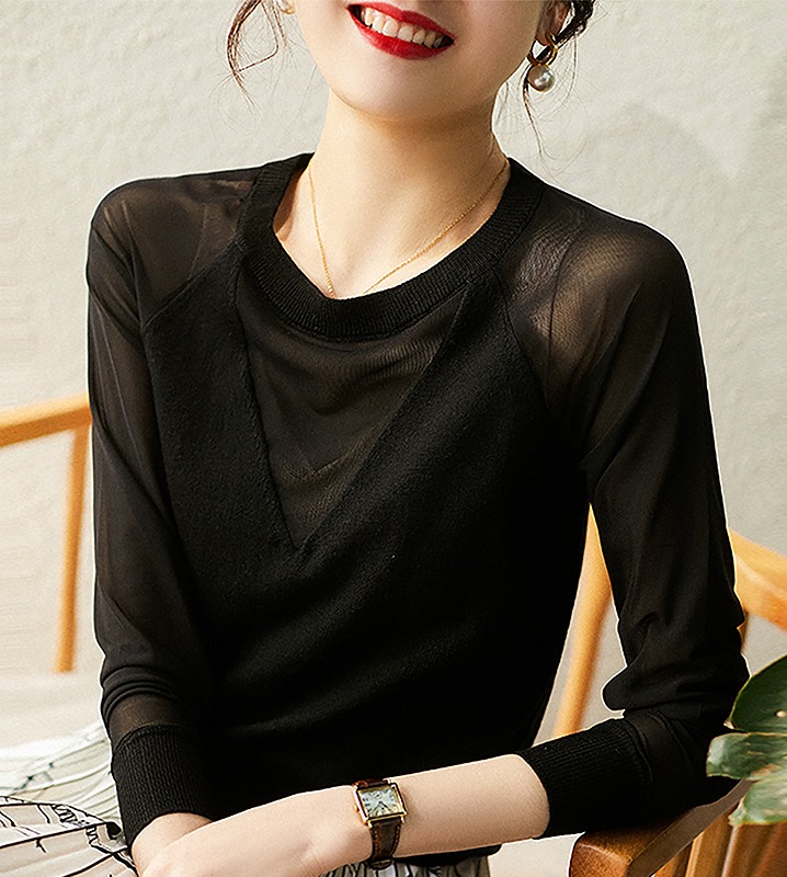 30대여성옷 메쉬 시스루 블랙 니트